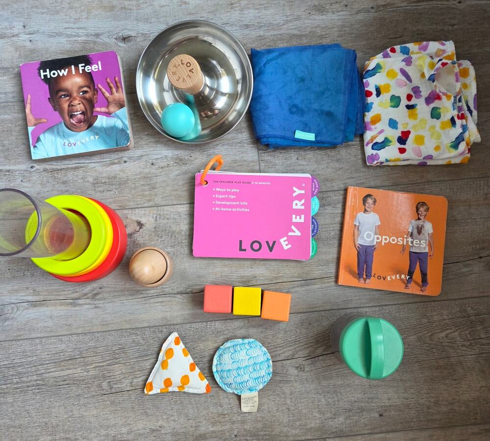 LOVEVERY The Explorer Play Kit 9-10 Months Montessori Toys Books